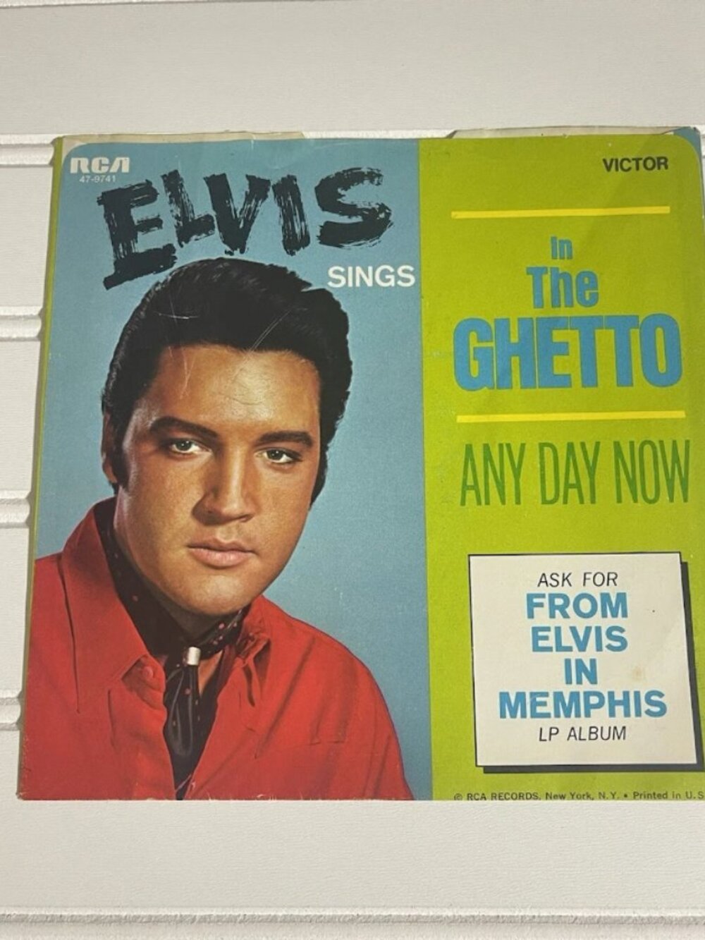 ELVIS PRESLEY 45 RECORD IN THE GHETTO ANY DAY NOW RCA 47-9741 PICTURE SLEEVE